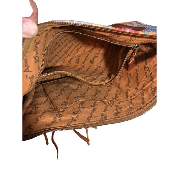 American Darling Bag Woven Fringe Shoulder Bag Floral Leather Strap Multi-Color - Picture 4 of 16